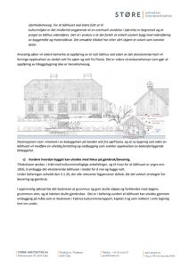 Et dokumentbilde som viser en arkitektonisk illustrasjon (skisse) av et båthus med tilhørende tekstbeskrivelse og et firmafooter.