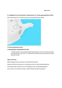 Et oversiktskart (situasjonskart) som viser eiendommen og nabolaget i forhold til sjøen, inkludert et oversiktskart over flomsoner.