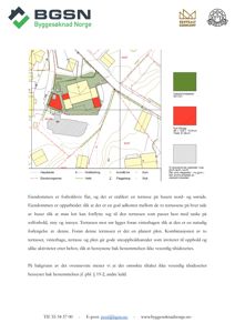 Situasjonsplan som viser eiendomsnummer, arealer (uteoppholdsareal, nye tilleggsareal), eiendomsgrenser, hekk, flaggstang, stikk og kum.
