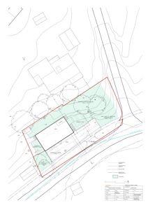Situasjonsplan som viser tomtens grenser, høydeforhold, eksisterende og planlagt bebyggelse samt infrastruktur.