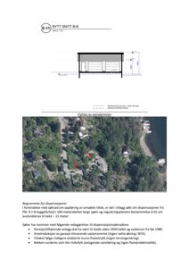 Flyfoto av eiendommen med markerte områder (røde piler) som viser eksisterende garasje og vaskerom.