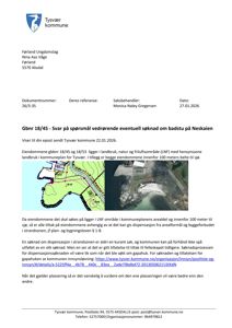 Et dokument fra Tysvær kommune som viser en situasjonsplan (kart) over eiendommene gbnr 18/45 og 18/53, samt et flyfoto av området ved Neskaien.