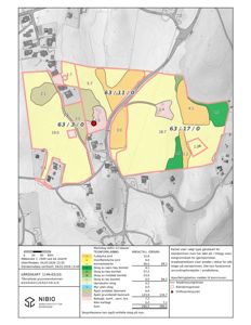 Gårdsplan med arealdata og eiendomsdata