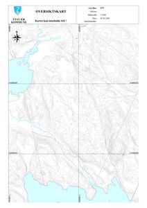 Oversiktskart (topografisk kart) over et område i Tysvær kommune med høydekurver og vannmasser.