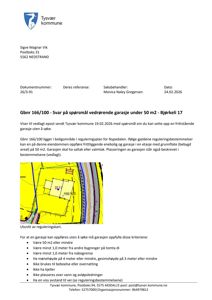 Utsnitt av et reguleringskart som viser eiendommen Gbnr 166/100 med overlappende reguleringsområder (gult) og vei (blått).