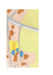 Situasjonsplan som viser tomtens plassering i forhold til nabolag, veier og eksisterende bygninger.