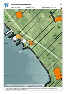 Situasjonsplan (tomtekart) som viser eiendomsinndeling, bygningers plassering og topografi.