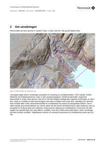 Et kart som viser et planområde og marin grense i Øystese, med topografiske detaljer og markerte områder.