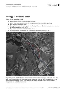 Flyfoto fra 1948 av Øysteseelva som viser elveløpet, flomskader og sikringsarbeid.