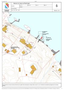 Situasjonsplan som viser tomt, bygninger, høydemålerlinjer og et søknad om ny trapp og flytebrygge.