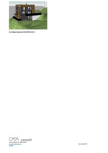 Tegning som viser et tverrsnitt (snitt) gjennom en bygning, med tekst som henviser til 'Snitt H'.