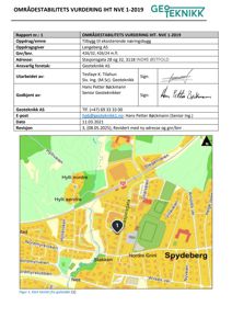 Kart over Spydeberg med markert tomt (nr. 1) og omgivende gater.