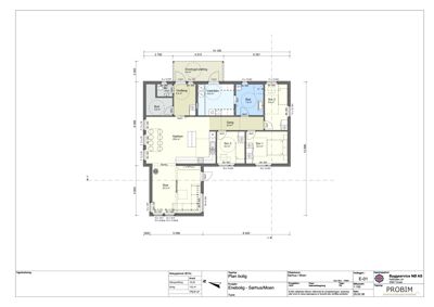 Etasjeplan for en bolig som viser romfordeling, dimensjoner og funksjoner.