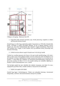 Snittegning (utklipp av sittegn) som viser etasjeskille, romfordeling, trapp og heis i Bjørnsons Gate 26F.