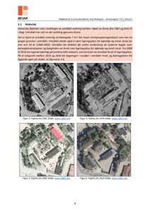 Historiske flyfoto fra 1961, 1974, 2002 og 2023 som viser utviklingen av området rundt Jernbanegata 7 A-C i Elverum.