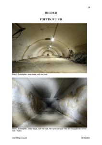 Fotografier av potetkjeller, øvre og nedre etasje, sett mot vest.