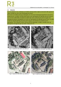 Historiske flyfotografier av et område i Elverum fra 1961, 1974, 2002 og 2023.
