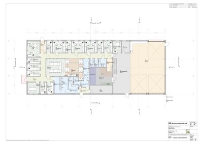 Etasjeplan for 1. etasje vedholdkorker, som viser romfordeling, vegglinjer, dører og innredning.