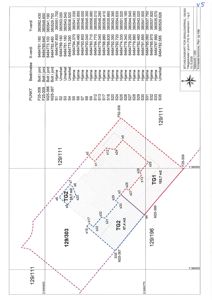 Situasjonsplan med eiendomsgrenser, punkter og koordinater