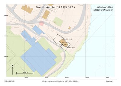 Oversiktskart med matrikkelgrenser, vegnett og bygningsfotavtrykk.