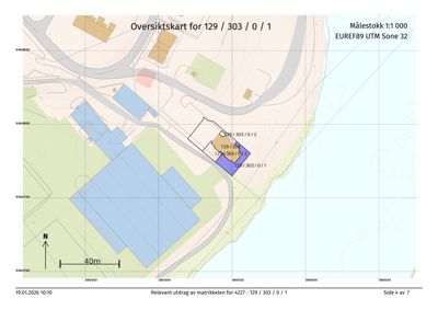 Oversiktskart som viser eiendomsgrenser, naboeiendommer og infrastruktur i et geografisk område.