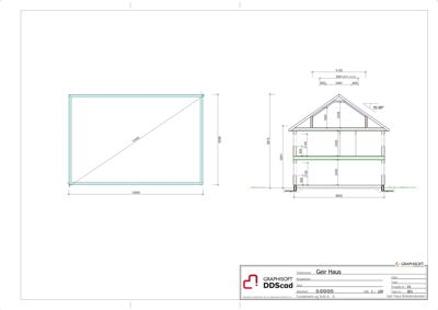 Snittegning (Fundament og 2. etg A - A) som viser bygningens tverrsnitt med mål og konstruksjonsdetaljer.