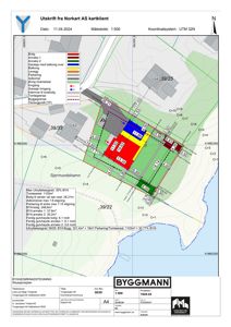 Situasjonsplan som viser tomtens beliggenhet, bygningers plassering, arealbruk og reguleringer.