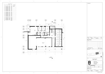 Etasjeplan (Bygg 3 Plan 01) som viser romfordeling, veggposisjon og romnummer.
