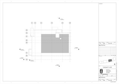 Etasjeplan eller situasjonsplan for 'Bygg 3 Plan 06 Tak' som viser romfordeling og bygningens plassering i forhold til naboeiendom.