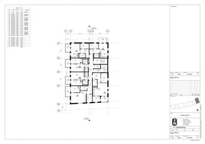 Etasjeplan (Bygg 4 Plan 05) som viser romfordeling, veggposisjon og etasjenummerering.