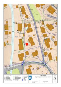 Situasjonsplan som viser eiendomsnummer, bygninger, veier og infrastruktur i Årøveien 11A i Asker kommune.