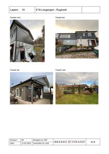 Fotografier av bygningens fire fasader (nord, øst, sør, vest) med omgivelsene.