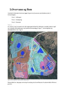 Et kart som viser en dråpeanalyse (overvannsforhold) i et planområde, inkludert Miljøstasjon Dal-Skog.