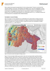 Et 3D-terrengmodell (DEM) som viser vannbydder i en deponicell under et nedbørscenario.