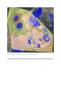 Kart som viser en simulering av vannansamlinger (blå områder) på et område kalt 'Miljøstasjon Dal Skog'.
