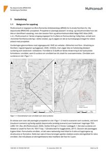 Oversiktskart over et område med to scenarier (tomt og ferdig oppfylt deponi) og en skisse av det planlagte prosjektet.