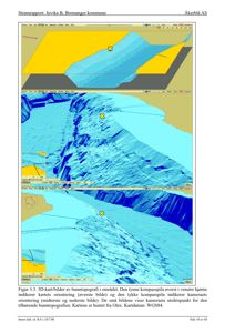 3D-bunntopografikart som viser havbunnens form og dybde i et område.