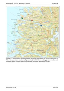 Kart over Vestland fylke som viser posisjoner til Sandane Lufthamn, Måløy tidevannsstasjon og strømmålingsposisjon.