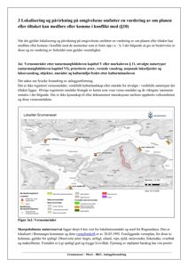 Kart over lokalt Grunneneset som viser verneområder, naturvernområder og andre relevante områder i forhold til et anleggsutforming.