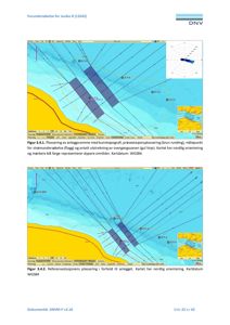 Kart som viser bunntopografi, plassering av anleggsramme og målepunkter for en forundersøkelse.