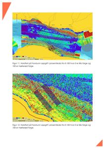 Kart som viser soner med varierende hardhet på havbunn, oppgitt i en fargeskala.