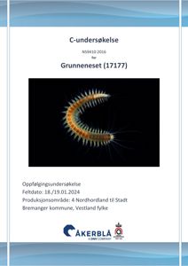 Et fotografi av en orm (C-orm) som er brukt som illustrasjon på forsiden av en rapport om C-undersøkelse for Grunneneset.