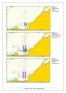 Kart over et grunneset med overlagte anleggsstrukturer (dagens og omsøkt) og koordinatlinjer.