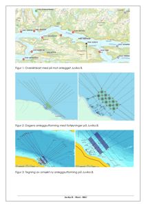 Dokumentet viser en oversiktskart over et område (Juvika B) med markerte punkter, samt detaljerte kart over et anleggsutforming med forstyringer og en ny anleggsutforming.