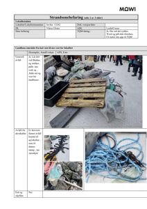 Fotografier av lokalt avfall (paller, tau, plast) funnet ved en landbase i Juvika.