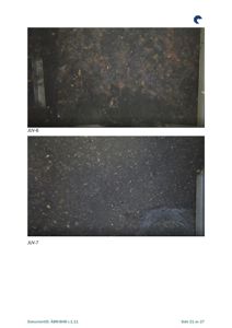 Fotografier av to ulike overflater, merket JUV-6 og JUV-7, som sannsynligvis er detaljer fra en bygning (f.eks. gulv eller fasade).