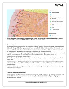 Et kart som viser lokaliteter i PO4-området, med en nøkkel (legend) til venstre og en tekstbeskrivelse nedenfor.