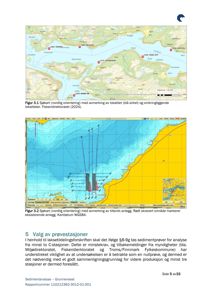 Bildet viser to kart (Figur 3.1 og 3.2) som viser sjøkart over et område med kystlinje, dypkurver og markerte lokaliteter.