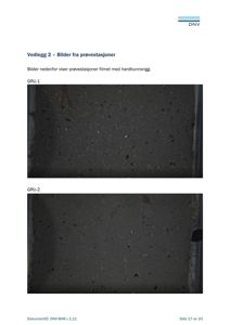 Fotografier av prøvestasjoner (GRU-1 og GRU-2) fra en hardbunnsrigg, inkludert dokumentinformasjon.