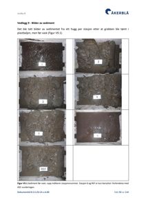 Fotografier av sedimentprøver i plastbaljer, tatt etter hugging av en grabben.